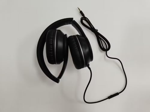 LORELEI X6 Over-Ear Headphones with Microphone, Lightweight Foldable & Portable Stereo Bass Headphones with 1.45M No-Tangle, Wired Headphones for Smartphone Tablet MP3 / 4 (Space Black)