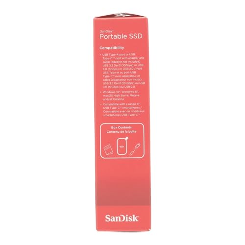 SanDisk 1TB Portable SSD - Up to 800MB/s, USB-C, USB 3.2 Gen 2, Updated Firmware - External Solid State Drive - SDSSDE30-1T00-G26