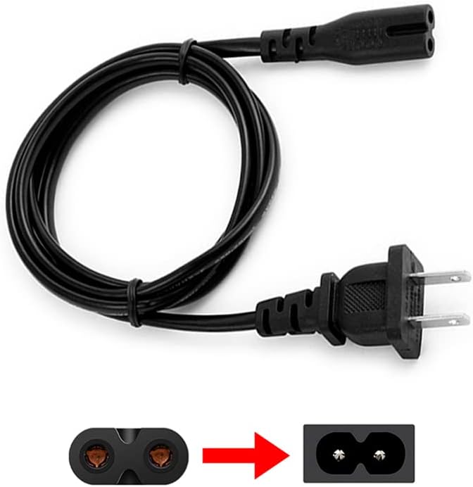 Cordon d'alimentation C8 à 2 broches CA de 1,5 m standard à 2 fentes pour TV, PS4, PS5, haut-parleur, moniteur, Xbox, câble d'alimentation mural de rechange, noir