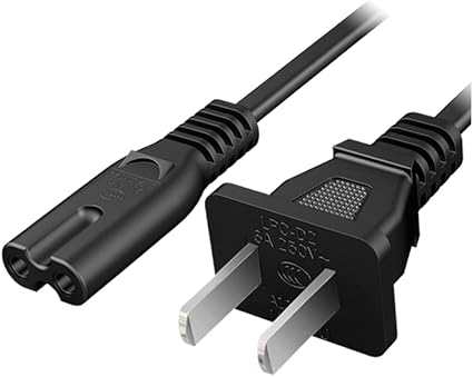 Cordon d'alimentation C8 à 2 broches CA de 1,5 m standard à 2 fentes pour TV, PS4, PS5, haut-parleur, moniteur, Xbox, câble d'alimentation mural de rechange, noir