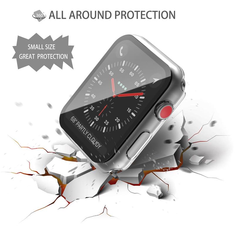 2Pack Black Hard Case (Apple Watch SE 2 (2024) SE Series 6 Series 5 Series 4)with HD Tempered Glass Screen Protector