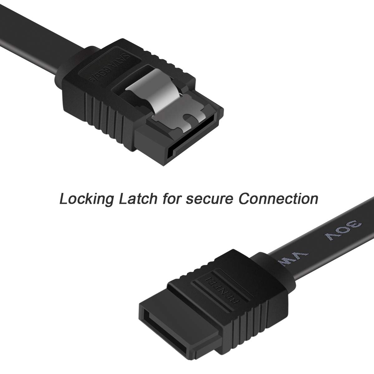 SATA Cable III, Benfei 3 Pack SATA Cable III 6Gbps Straight HDD SDD Data Cable with Locking Latch 18 Inch for SATA HDD, SSD, CD Driver, CD Writer - Black