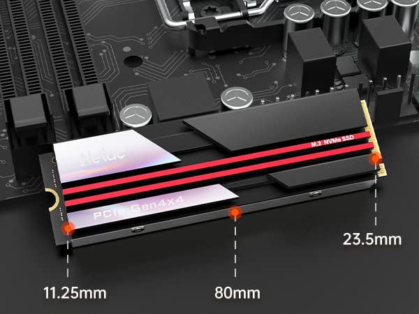 Netac 4TB PCIe Gen4x4 M.2 2280 SSD with Heatsink Up to 7200 MB/s Internal Gaming SSD High-Performance Storage for PCs Desktop Works with PS5, Easy to Install- NV7000