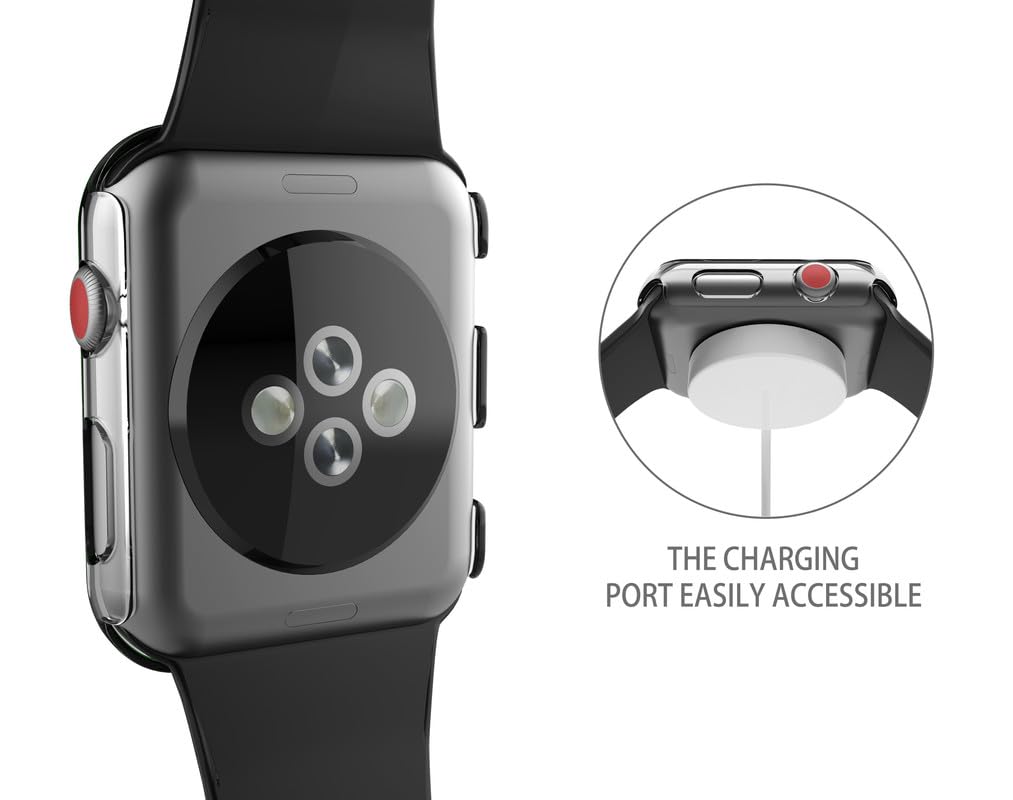 2Pack Black Hard Case (Apple Watch SE 2 (2024) SE Series 6 Series 5 Series 4)with HD Tempered Glass Screen Protector