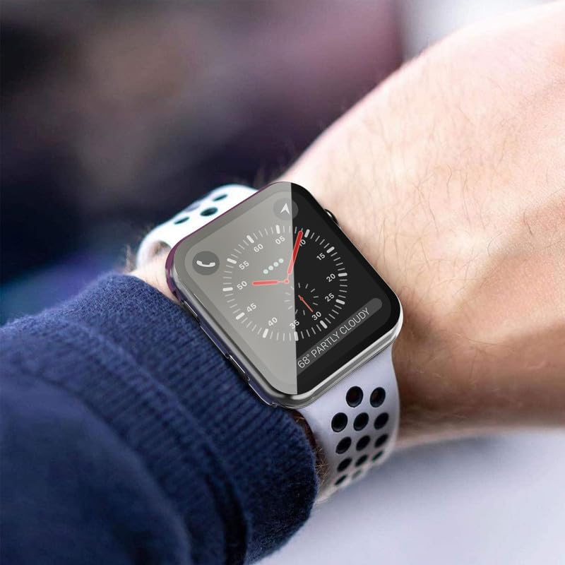 2Pack Black Hard Case (Apple Watch SE 2 (2024) SE Series 6 Series 5 Series 4)with HD Tempered Glass Screen Protector