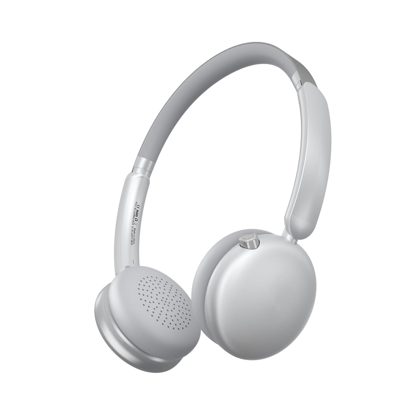 LORELEI Q60 Wireless Bluetooth On Ear Headphones,Built-in Micphone, 40 Hours Up Battery Life, Lightweight ,Bass Mode, Memory Earmuffs (Silver)