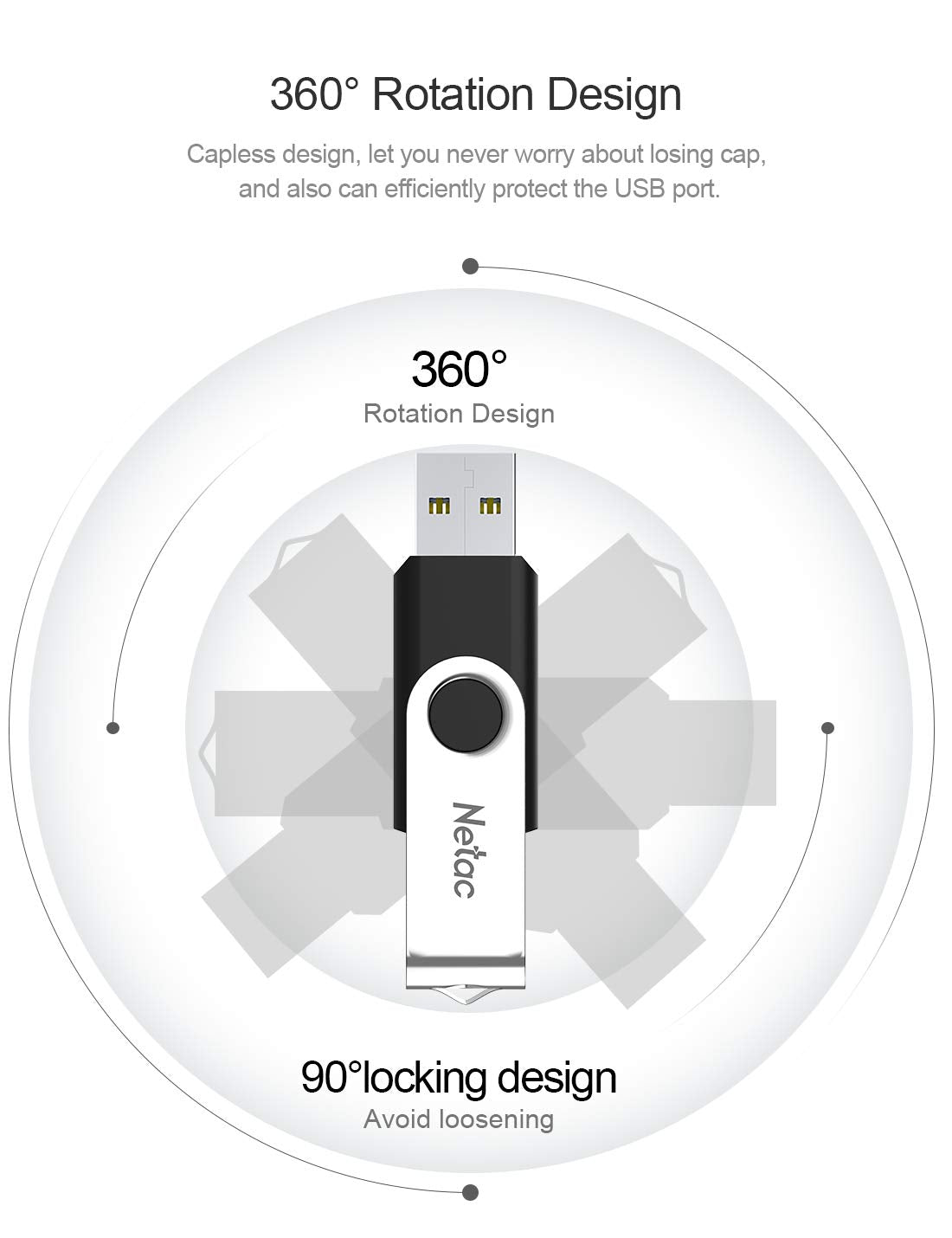 Netac 64GB USB Stick USB 3.0 Flash Drive, Up to 90MB/s, Thumb Drive for Data Storage, Pen Drive with Swivel Design, Memory Stick for External Storage Data/Computer/PC/Laptop/Sound