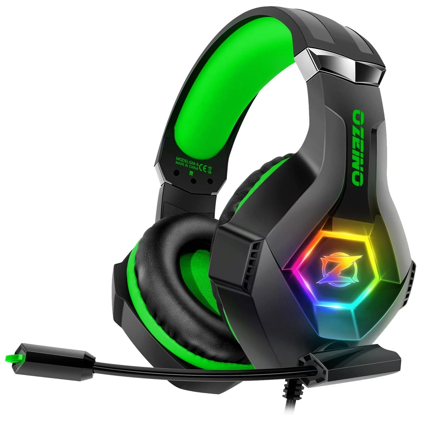 Ozeino Gaming Headset for Ps5 Ps4 PC, Over Ear Gaming Headphones with Noise Cancelling Microphone RGB Light, Deep Bass Stereo Sound Headset for Xbox Series X/S, Switch, Laptop, Mac, Phone