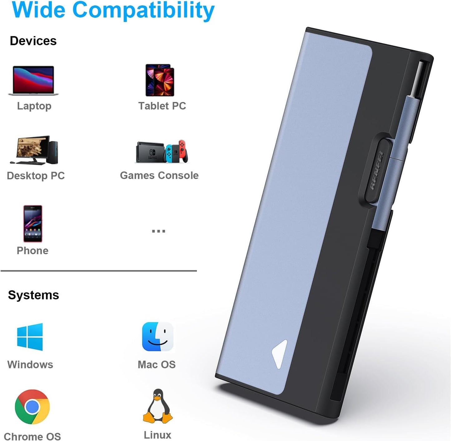 NVME Enclosure, BENFEI 10Gbps M.2 SSD Enclosure, NVME to USB Adapter Supports M and B&M Keys and Size 2230/2242 /2260/2280 SSDs