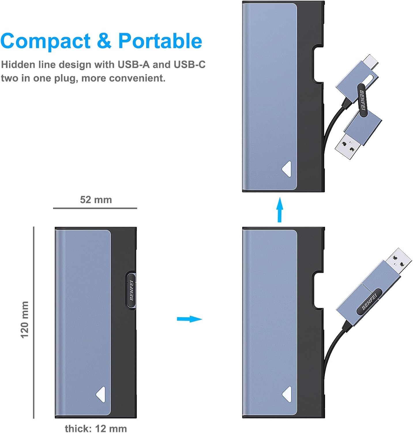 NVME Enclosure, BENFEI 10Gbps M.2 SSD Enclosure, NVME to USB Adapter Supports M and B&M Keys and Size 2230/2242 /2260/2280 SSDs