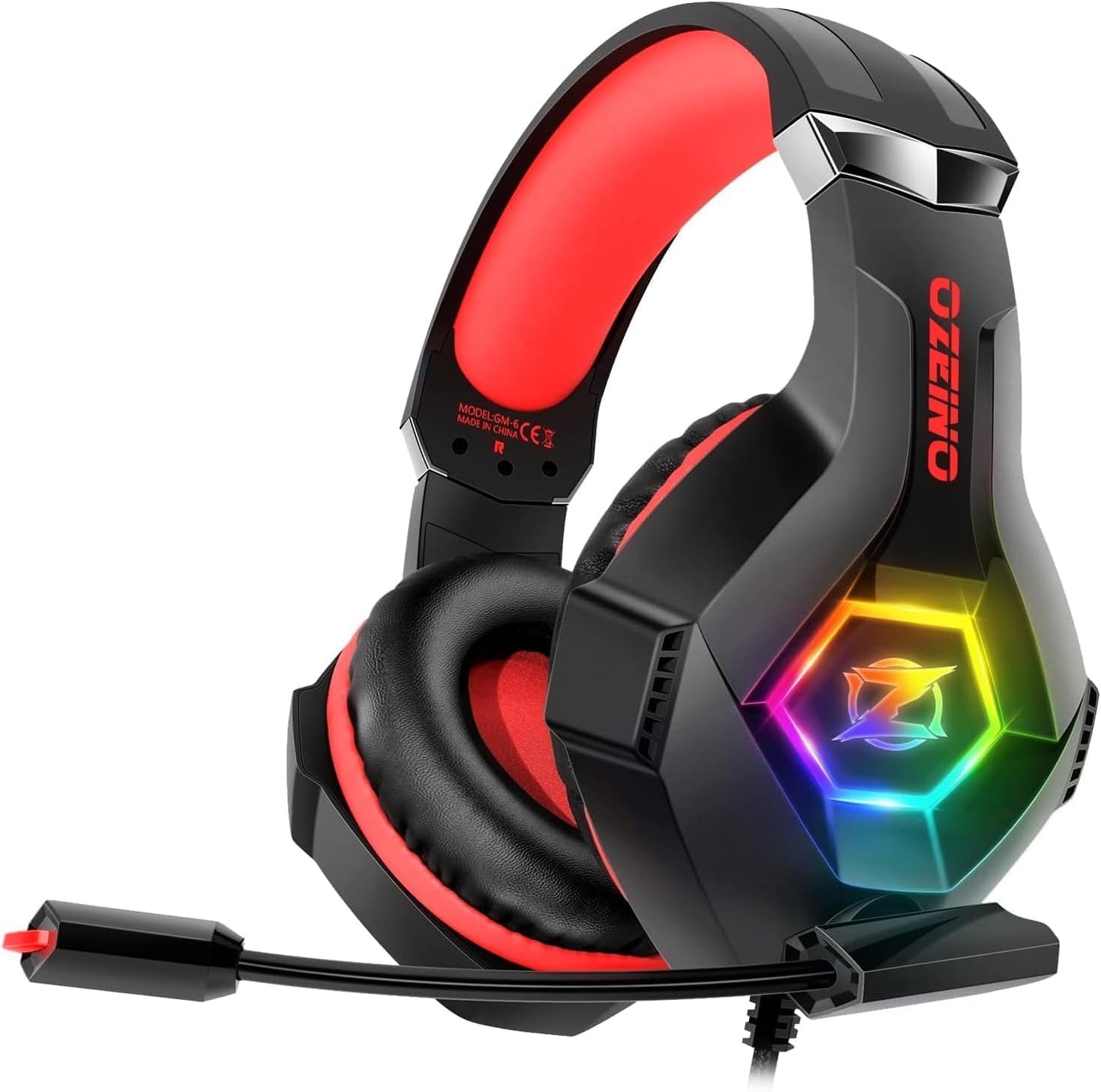 Ozeino Gaming Headset for Ps5 Ps4 PC, Over Ear Gaming Headphones with Noise Cancelling Microphone RGB Light, Deep Bass Stereo Sound Headset for Xbox Series X/S, Switch, Laptop, Mac, Phone