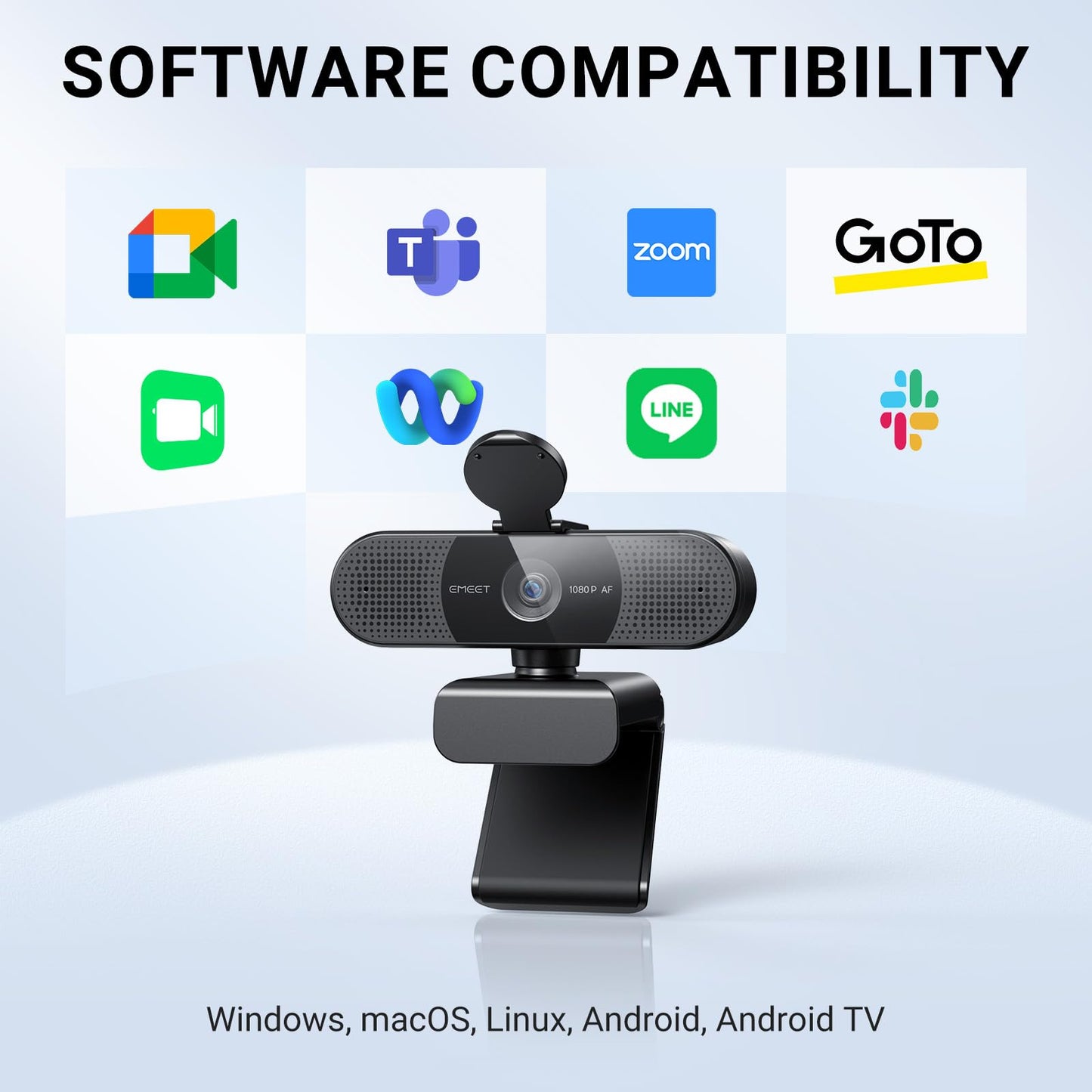 EMEET 1080P Webcam with Microphone, C960 Web Camera, 2 Mics Streaming Webcam, 90°FOV Computer Camera, Plug and Play USB Web Cam for Online Calling/Conferencing, Zoom/Teams/Facetime/YouTube, Laptop/PC