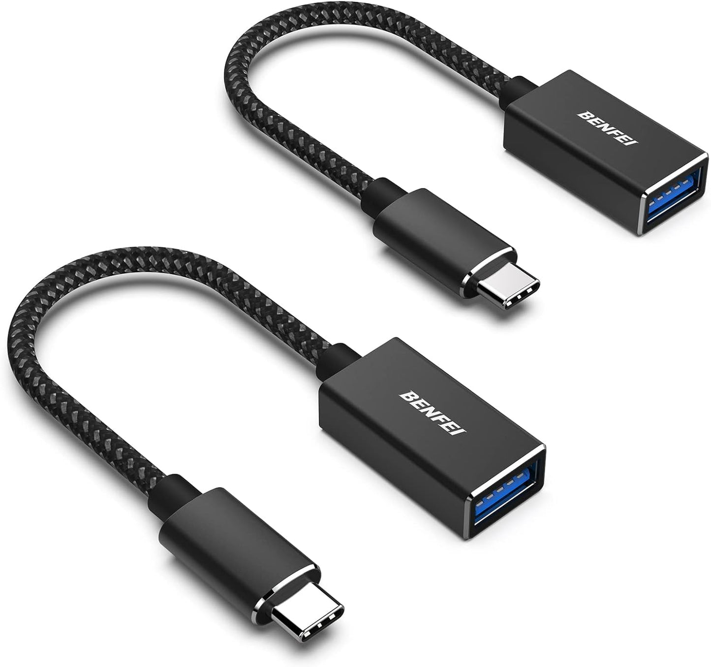 BENFEI USB C to USB 3.0 Adapter, 2 Pack USB C to A Male to Female Adapter Compatible with iPhone 15 Pro/Max, MacBook Pro/Air 2023, iMac, S23, XPS 17