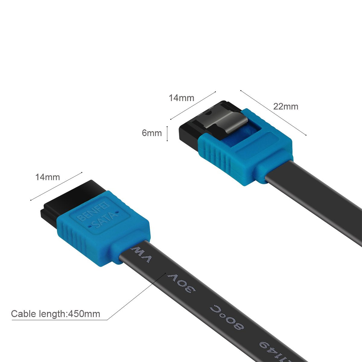 SATA Cable III, Benfei 3 Pack SATA Cable III 6Gbps Straight HDD SDD Data Cable with Locking Latch 18 Inch for SATA HDD, SSD, CD Driver, CD Writer - Black