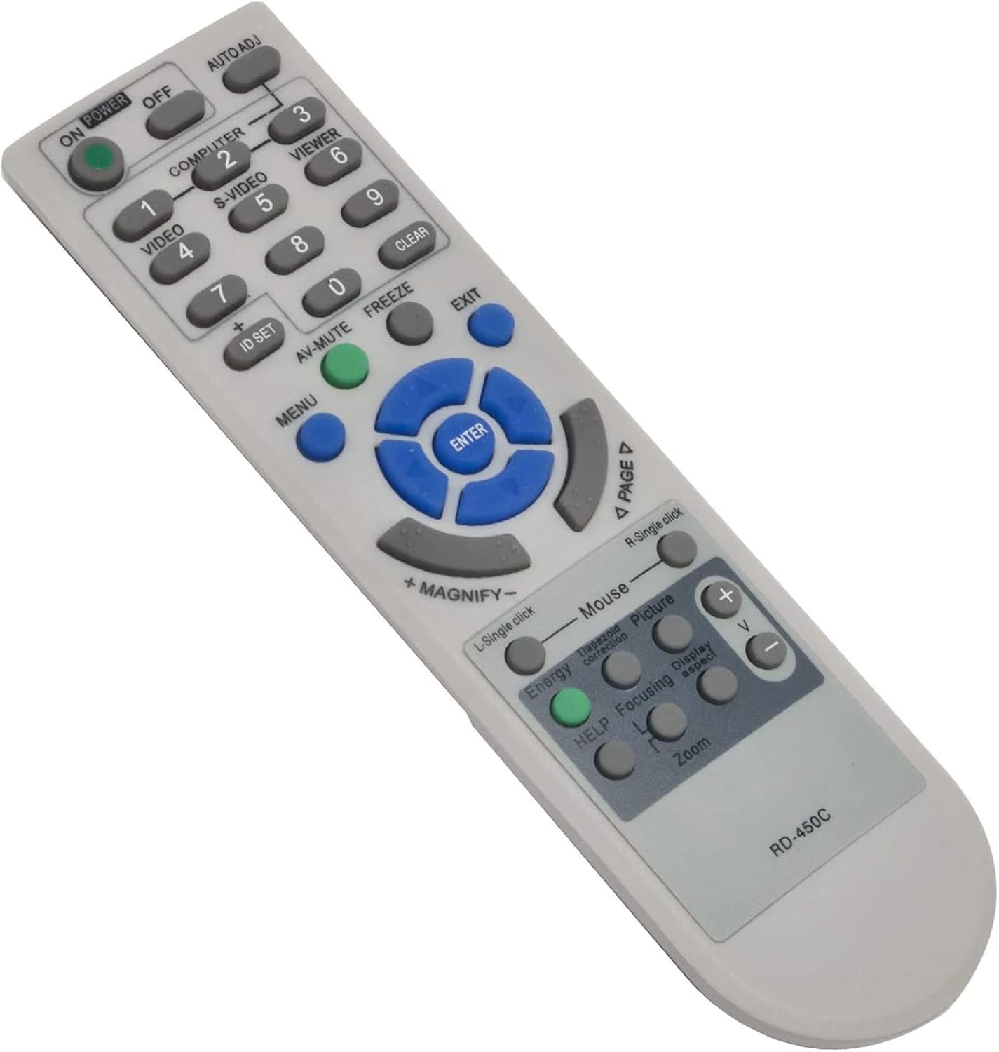 PERFASCIN RD-450C Projector Remote Control fit for NEC Projector LT380 LT60 M230X M230X+ UM330 UM330M UM330WI UM330Wi-WK1 UM330X VT380 VT47 VT470 VT475 VT48 VT480 VT49 VT490 VT491 VT495 VT57