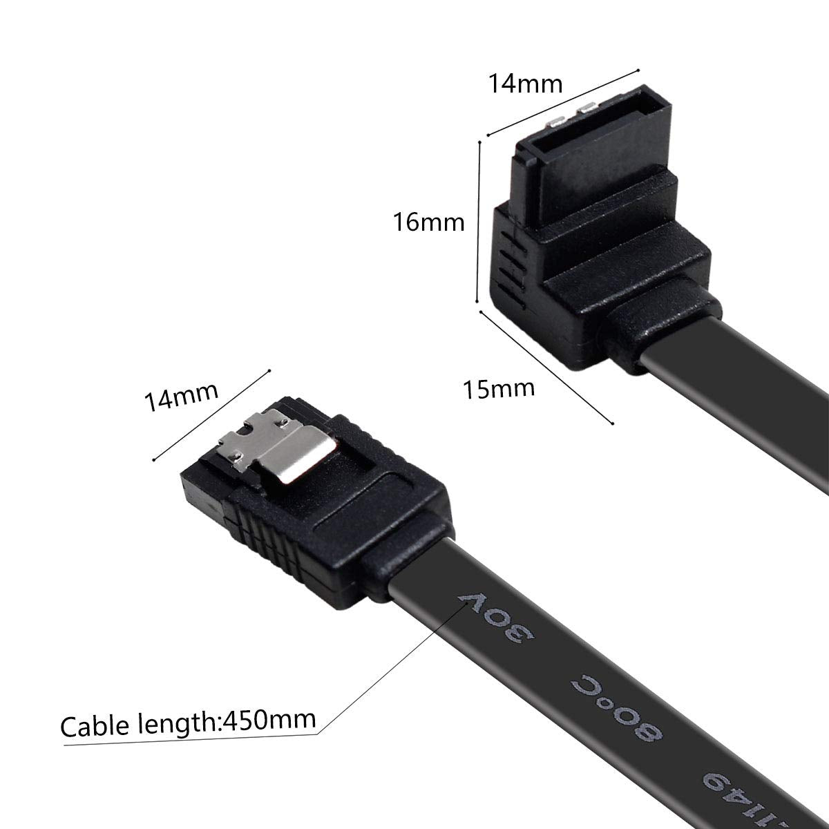 BENFEI SATA Cable III, 3 Pack SATA Cable III 6Gbps 90 Degree Right Angle with Locking Latch 18 Inch for SATA HDD, SSD, CD Driver, CD Writer - Blue