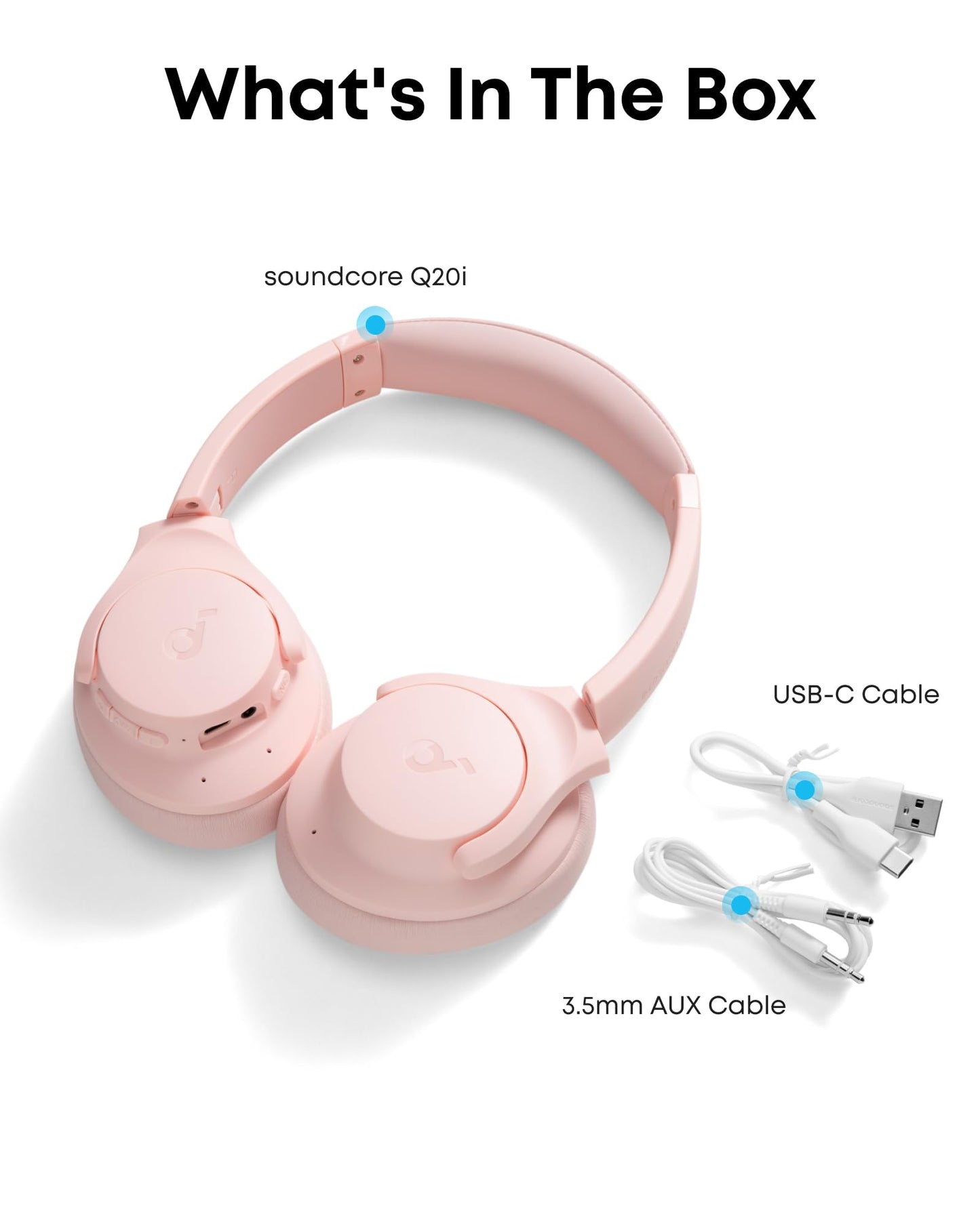 soundcore by Anker Q20i Hybrid Active Noise Cancelling Headphones, Wireless Over-Ear Bluetooth, 40H Long ANC Playtime, Hi-Res Audio, Big Bass, Customize via an App, Transparency Mode, Ideal for Travel