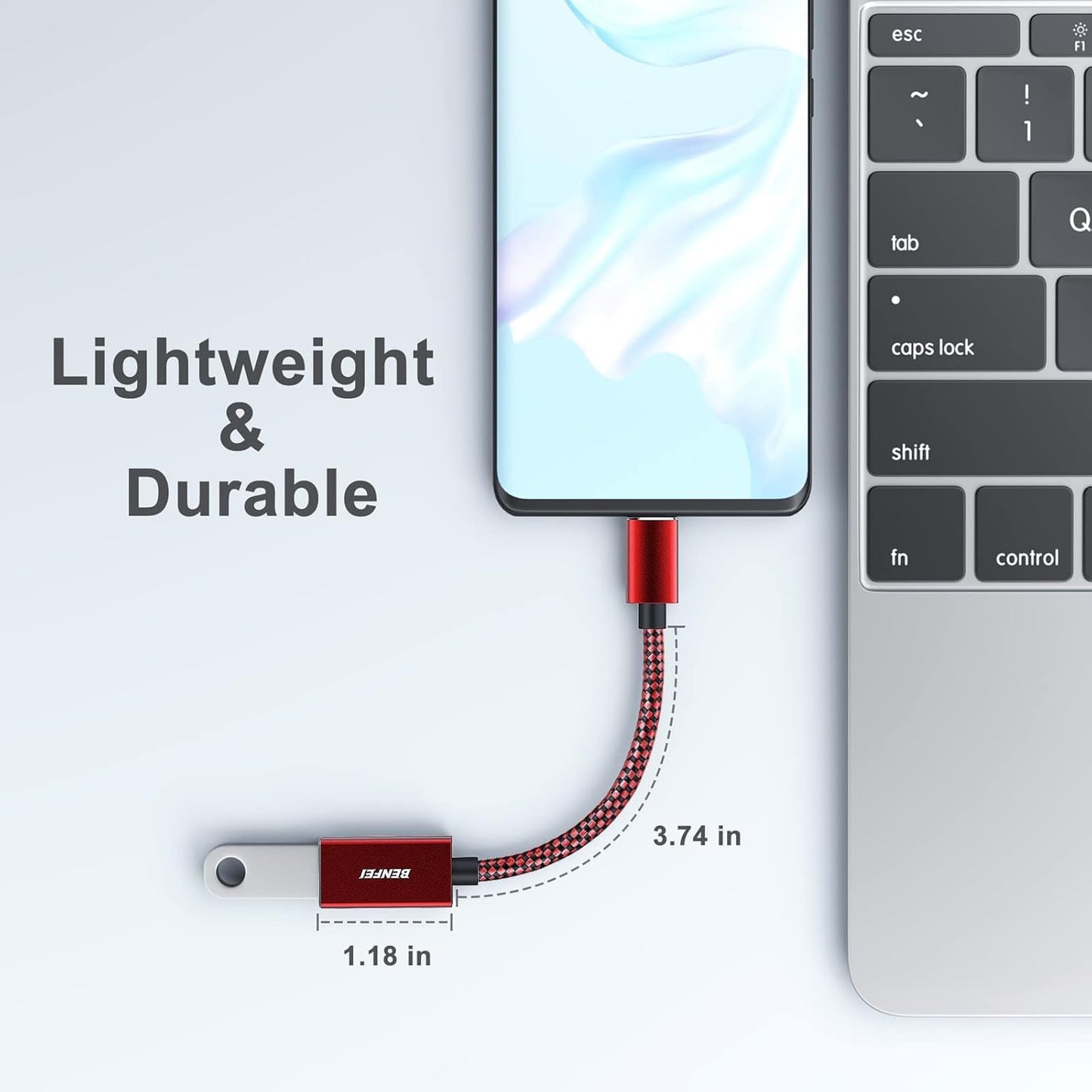 BENFEI USB C to USB 3.0 Adapter, 2 Pack USB C to A Male to Female Adapter Compatible with iPhone 15 Pro/Max, MacBook Pro/Air 2023, iMac, S23, XPS 17
