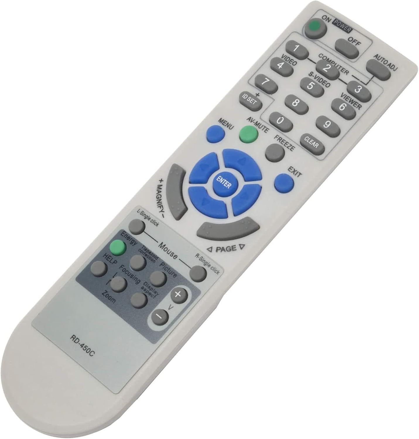 PERFASCIN RD-450C Projector Remote Control fit for NEC Projector LT380 LT60 M230X M230X+ UM330 UM330M UM330WI UM330Wi-WK1 UM330X VT380 VT47 VT470 VT475 VT48 VT480 VT49 VT490 VT491 VT495 VT57
