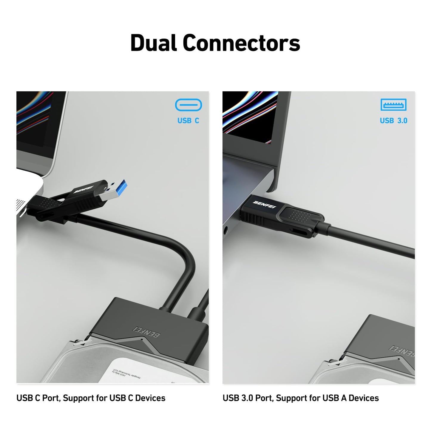 BENFEI SATA to USB Cable, BENFEI USB 3.0 to SATA III Hard Driver Adapter Compatible for 2.5 inch HDD and SSD