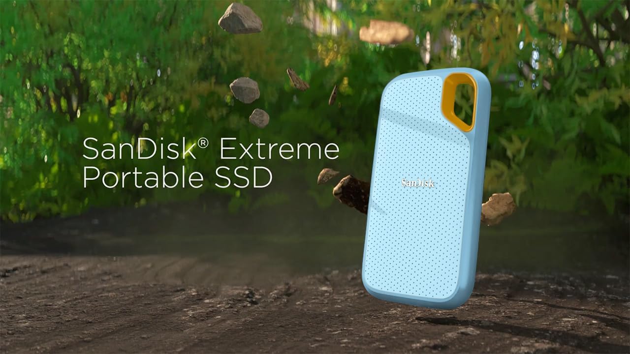 SanDisk Extreme Portable SSD - Up to 1050MB/s, USB-C, USB 3.2 Gen 2, Water and Dust Resistance