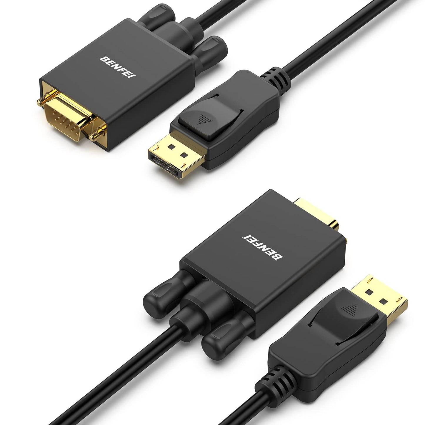 BENFEI Câble DisplayPort vers VGA, port d'affichage de 1,8 m pour ordinateur/ordinateur portable vers VGA de moniteur/projecteur adaptateur plaqué or (non bidirectionnel, non compatible avec HDMI ou