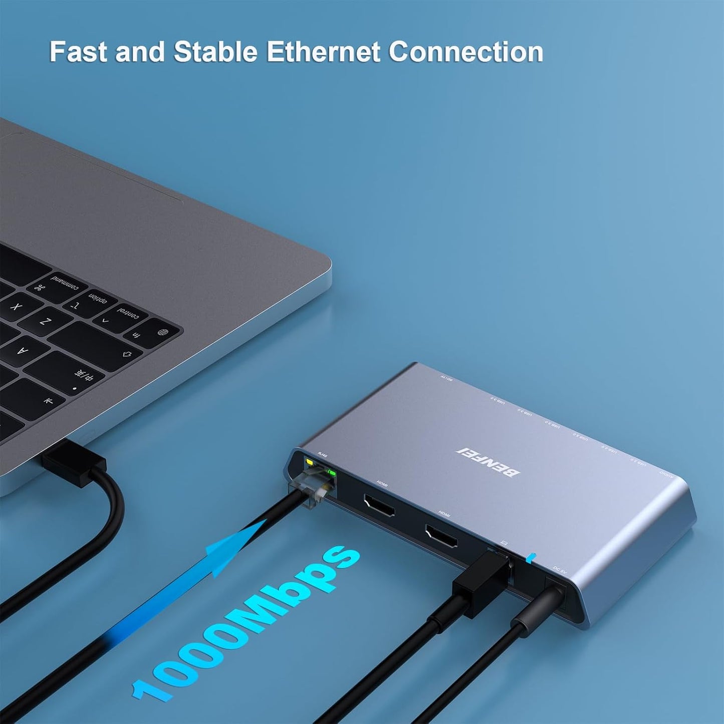 BENFEI 12-in-1 USB 3.0 Docking Station with Dual HDMI Display/6*USB Ports/SD/TF Card Reader/Gigabit Ethernet Network/3.5mm Female Headphone Jack Compatible with Windows and Mac