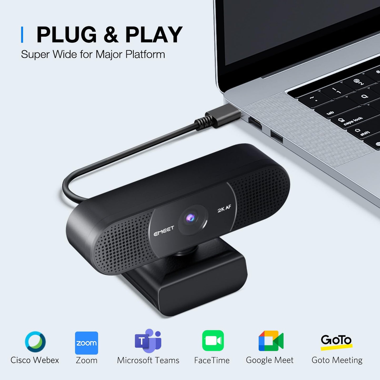 EMEET 1080P Webcam with Microphone, C960 Web Camera, 2 Mics Streaming Webcam, 90°FOV Computer Camera, Plug and Play USB Web Cam for Online Calling/Conferencing, Zoom/Teams/Facetime/YouTube, Laptop/PC