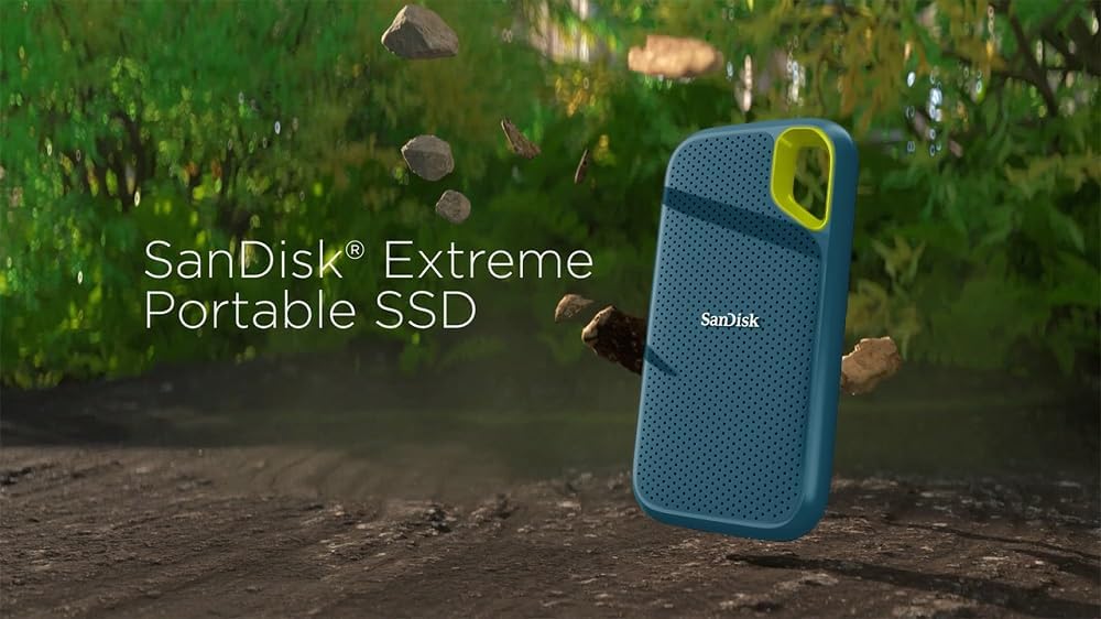 SanDisk Extreme Portable SSD - Up to 1050MB/s, USB-C, USB 3.2 Gen 2, Water and Dust Resistance
