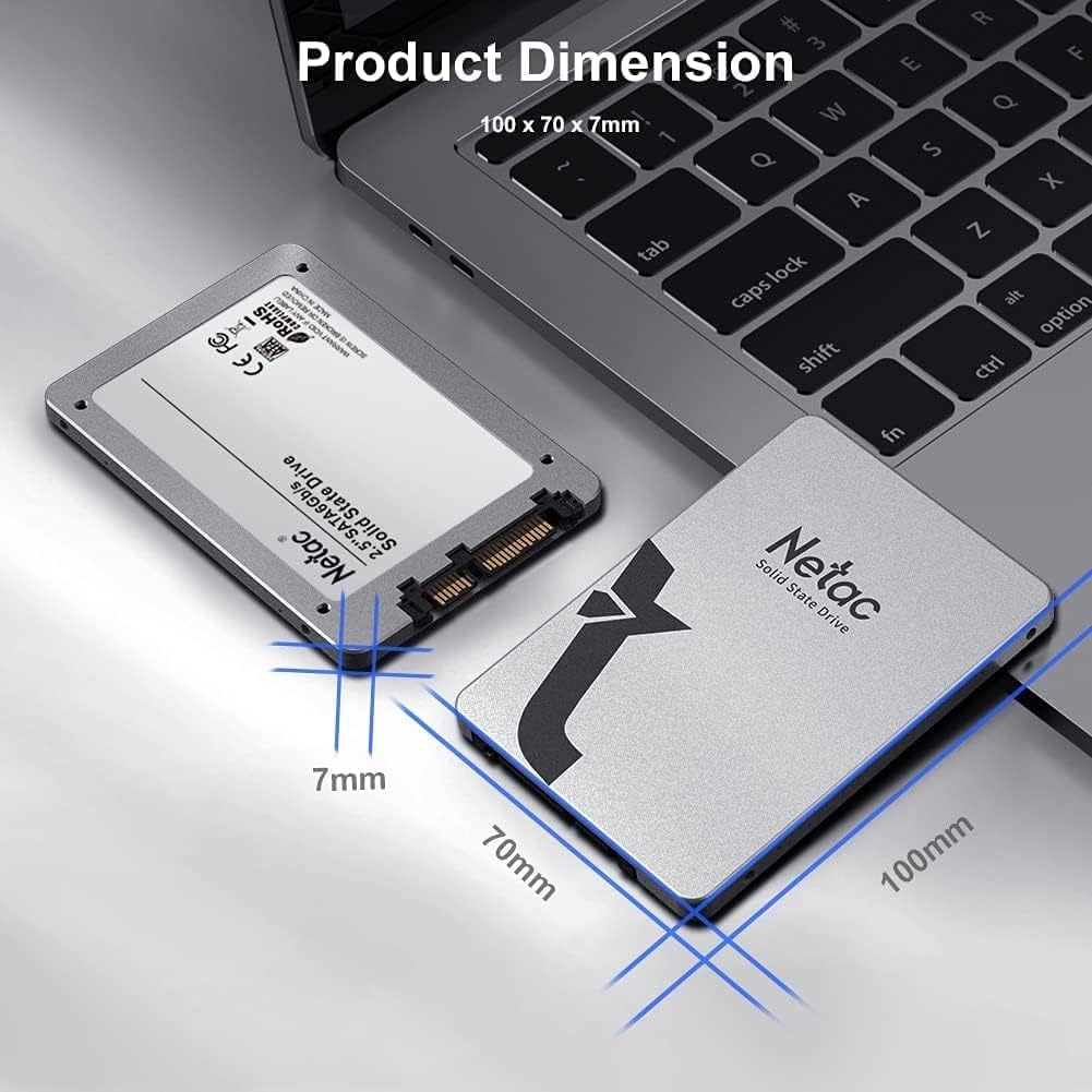 Netac SSD 256GB 3D NAND 2.5-inch SATA III 6Gb/s Metal Shell Design Internal Gaming SSD Hard Drive Perfect for PC/Desktop/Tablet-Silver Grey