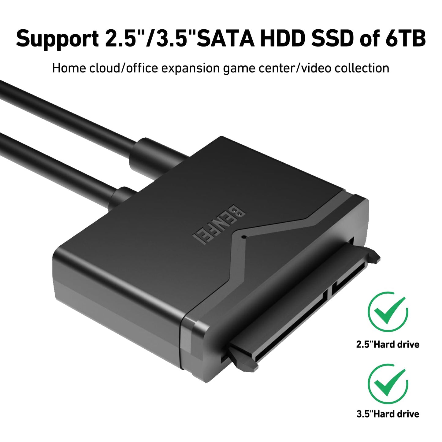 BENFEI SATA to USB Cable, BENFEI USB 3.0 to SATA III Hard Driver Adapter Compatible for 2.5 inch HDD and SSD