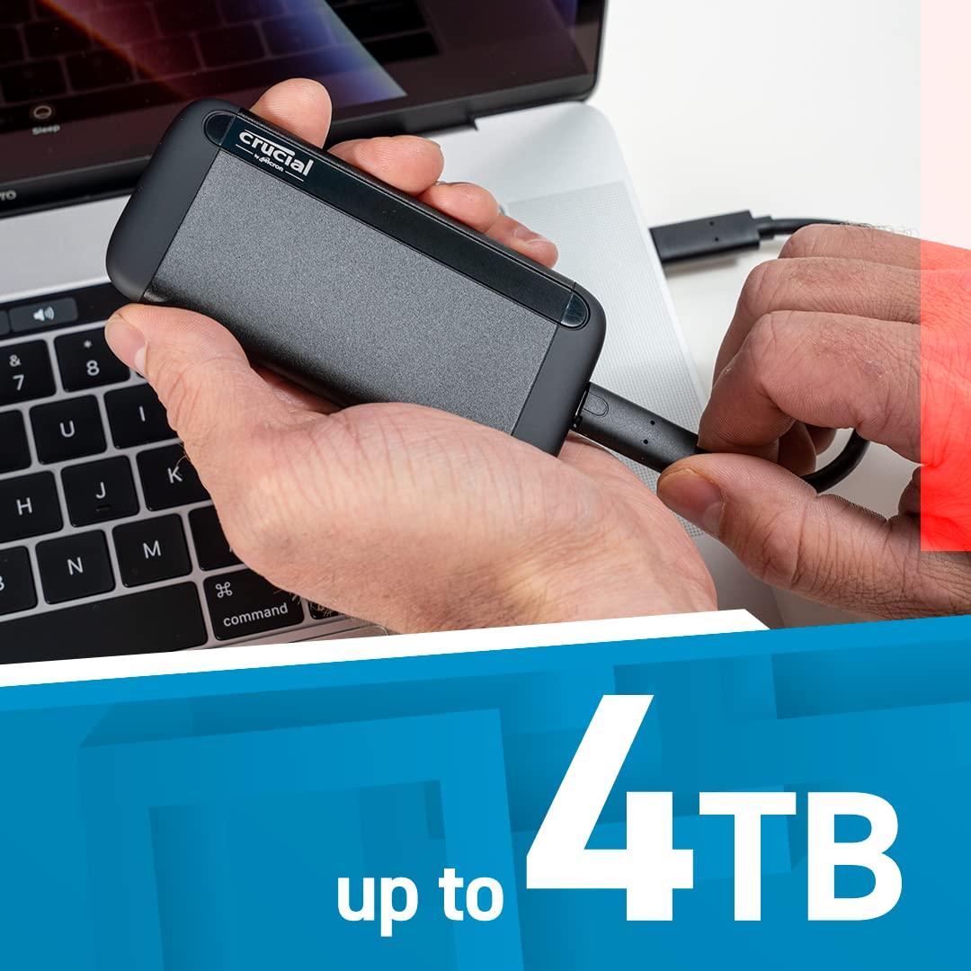 Crucial X9 1TB Portable SSD, Up to 1050MB/s, USB 3.2 USB-C, External Solid State Drive, Compatible with Windows, Mac, & Android, Reliable Storage for Games, Files, & Backups, Black - CT1000X9SSD902