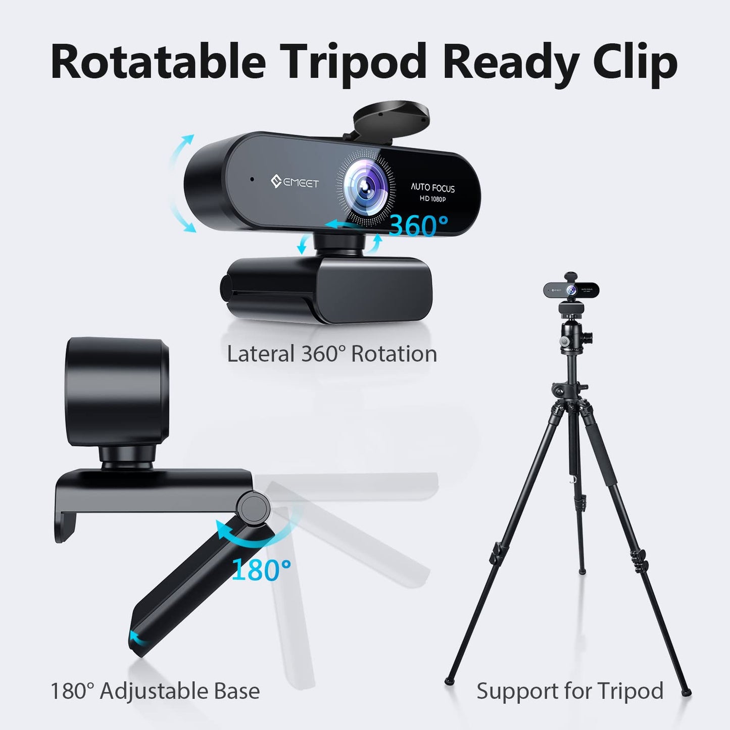 EMEET 1080P Webcam with Microphone, C960 Web Camera, 2 Mics Streaming Webcam, 90°FOV Computer Camera, Plug and Play USB Web Cam for Online Calling/Conferencing, Zoom/Teams/Facetime/YouTube, Laptop/PC