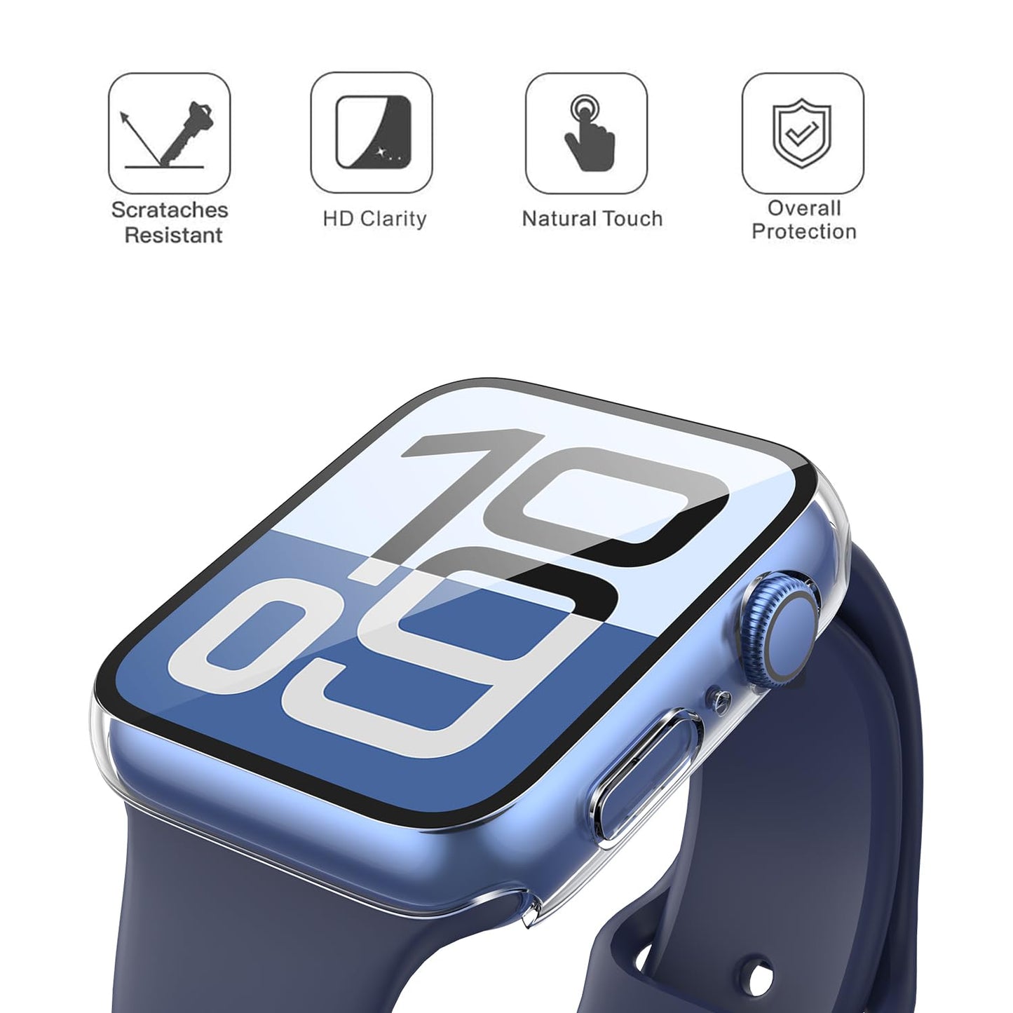 2Pack Black Hard Case (Apple Watch SE 2 (2024) SE Series 6 Series 5 Series 4)with HD Tempered Glass Screen Protector