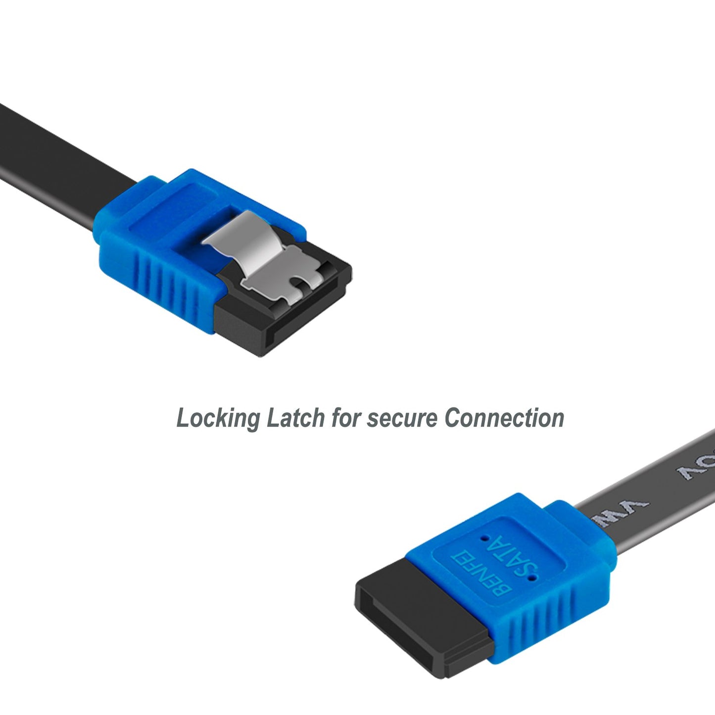 SATA Cable III, Benfei 3 Pack SATA Cable III 6Gbps Straight HDD SDD Data Cable with Locking Latch 18 Inch for SATA HDD, SSD, CD Driver, CD Writer - Black