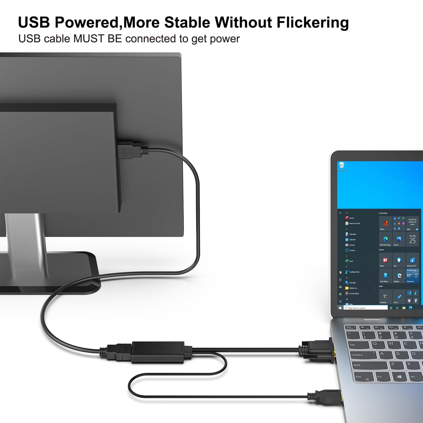 BENFEI VGA to HDMI Adapter, 1080P Converter with Audio from Computer/Laptop VGA Source to HDMI TV/Monitor