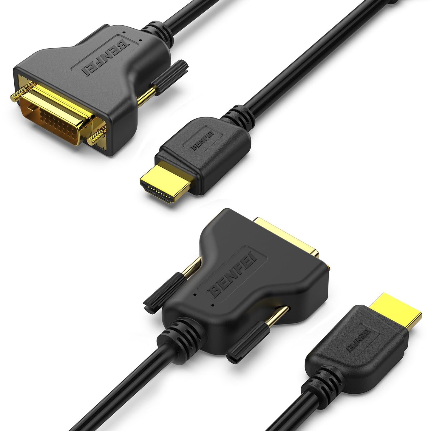 BENFEI HDMI to DVI, Bi Directional DVI-D 24+1 Male to HDMI Male High Speed Adapter Cable Support 1080P Full HD Compatible for Raspberry Pi, Roku, Xbox One, PS4 PS3, Graphics Card