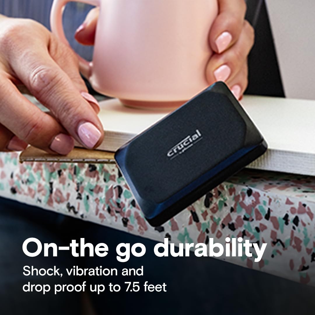 Crucial X9 1TB Portable SSD, Up to 1050MB/s, USB 3.2 USB-C, External Solid State Drive, Compatible with Windows, Mac, & Android, Reliable Storage for Games, Files, & Backups, Black - CT1000X9SSD902