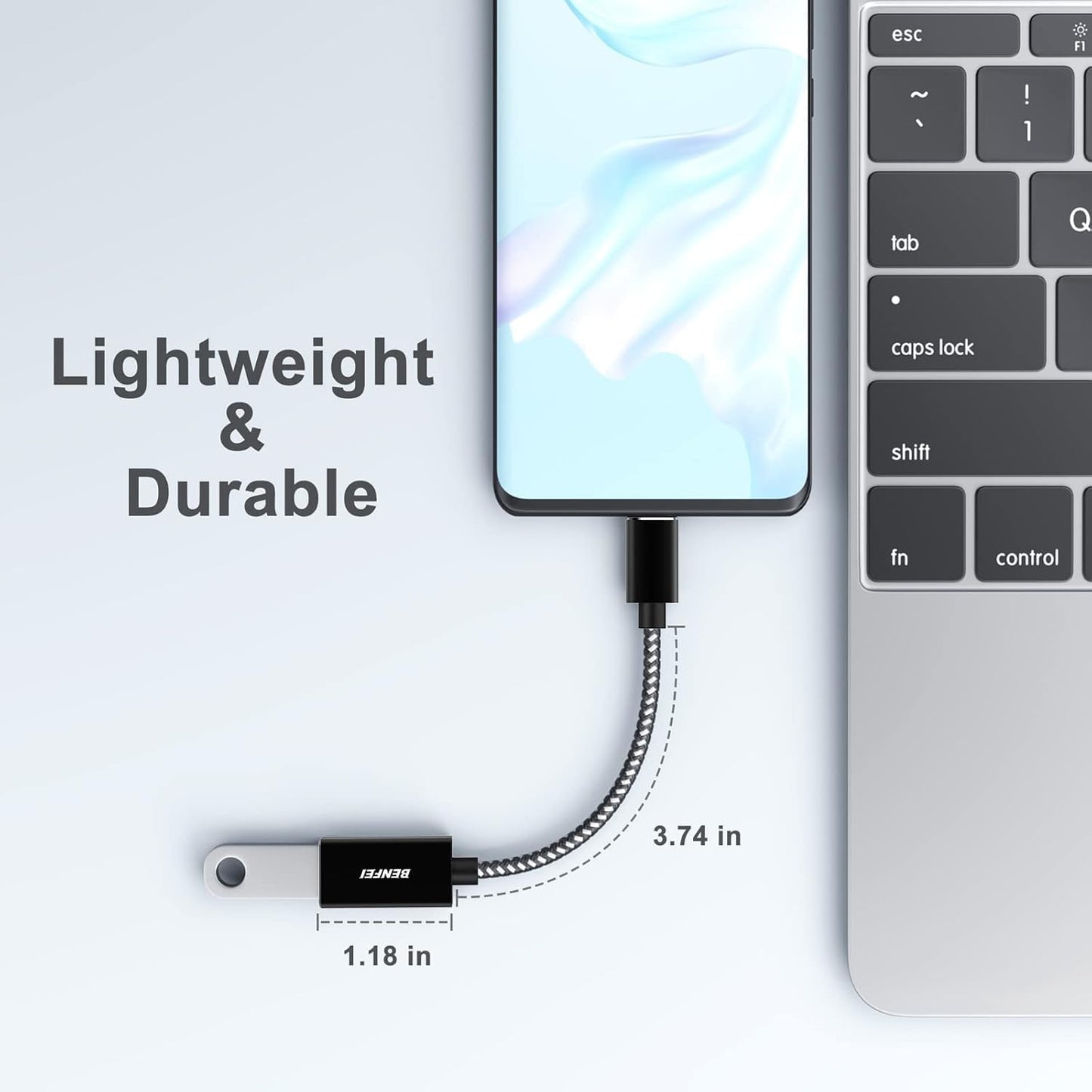 BENFEI USB C to USB 3.0 Adapter, 2 Pack USB C to A Male to Female Adapter Compatible with iPhone 15 Pro/Max, MacBook Pro/Air 2023, iMac, S23, XPS 17