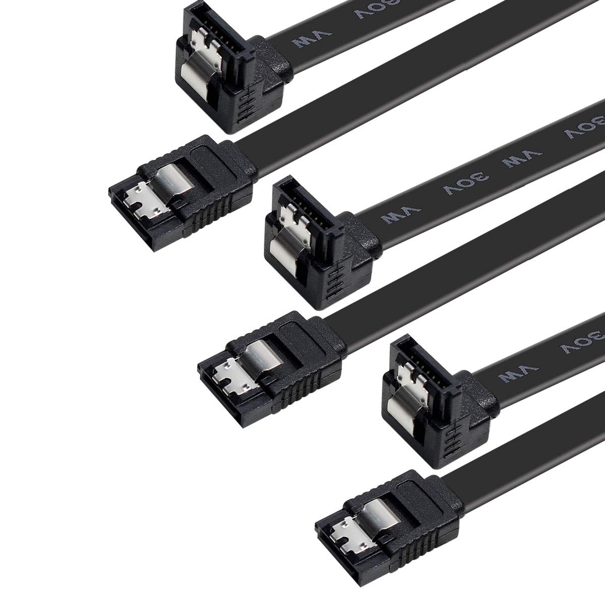 BENFEI SATA Cable III, 3 Pack SATA Cable III 6Gbps 90 Degree Right Angle with Locking Latch 18 Inch for SATA HDD, SSD, CD Driver, CD Writer - Blue