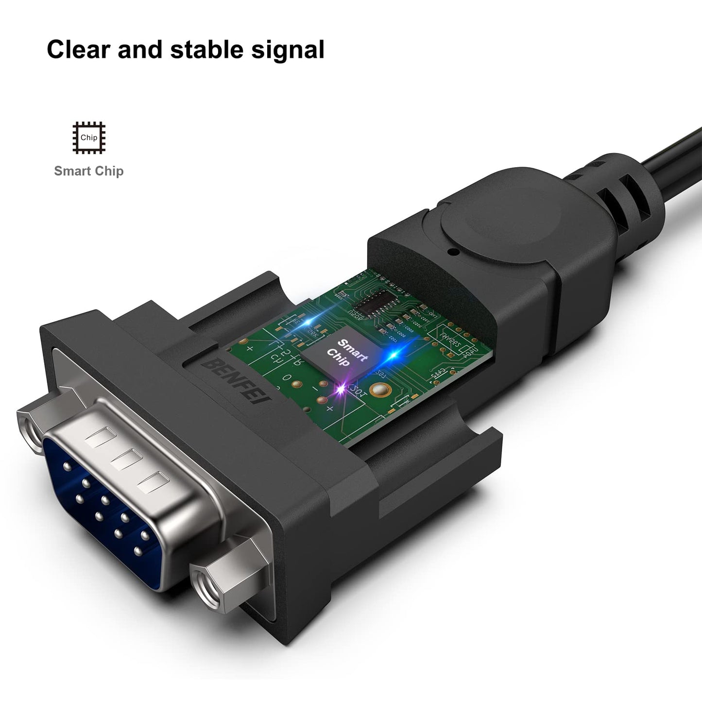 BENFEI USB to Serial Adapter, 6 Feet USB to RS-232 Male (9-pin) DB9 Serial Cable, Prolific Chipset, Windows 11/10/8.1/8/7, Mac OS X 10.6 and Above (NOT VGA)