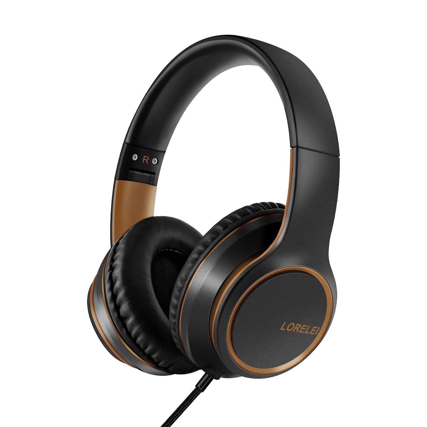 LORELEI X8 Over-Ear Wired Headphones with Microphone with 1.45m-Tangle-Free Nylon Line&3.5mm Plug,Lightweight Foldable & Portable Headphones for Smartphone,Tablet,Computer,Mp3/4(Pearl Pink)