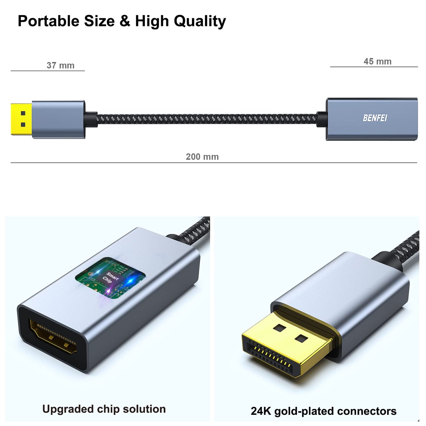 BENFEI DisplayPort to HDMI, Benfei Gold-Plated DP Display Port to HDMI Adapter (Male to Female) Compatible for Lenovo Dell HP and Other Brand