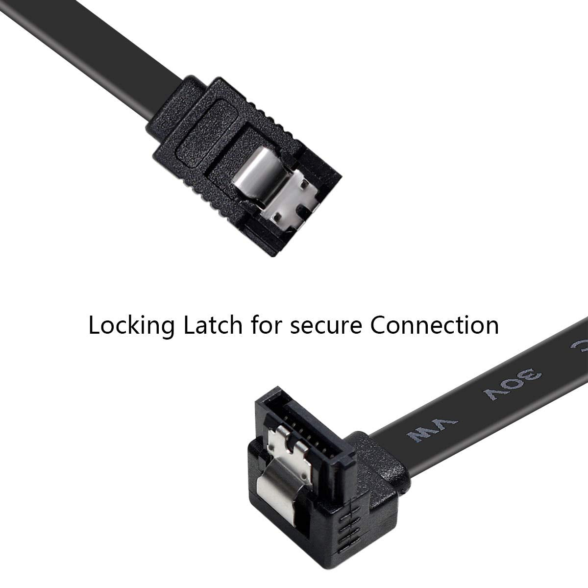 BENFEI SATA Cable III, 3 Pack SATA Cable III 6Gbps 90 Degree Right Angle with Locking Latch 18 Inch for SATA HDD, SSD, CD Driver, CD Writer - Blue