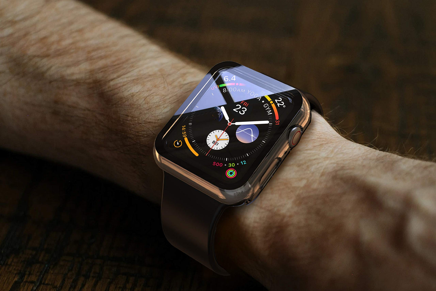 2Pack Black Hard Case (Apple Watch SE 2 (2024) SE Series 6 Series 5 Series 4)with HD Tempered Glass Screen Protector