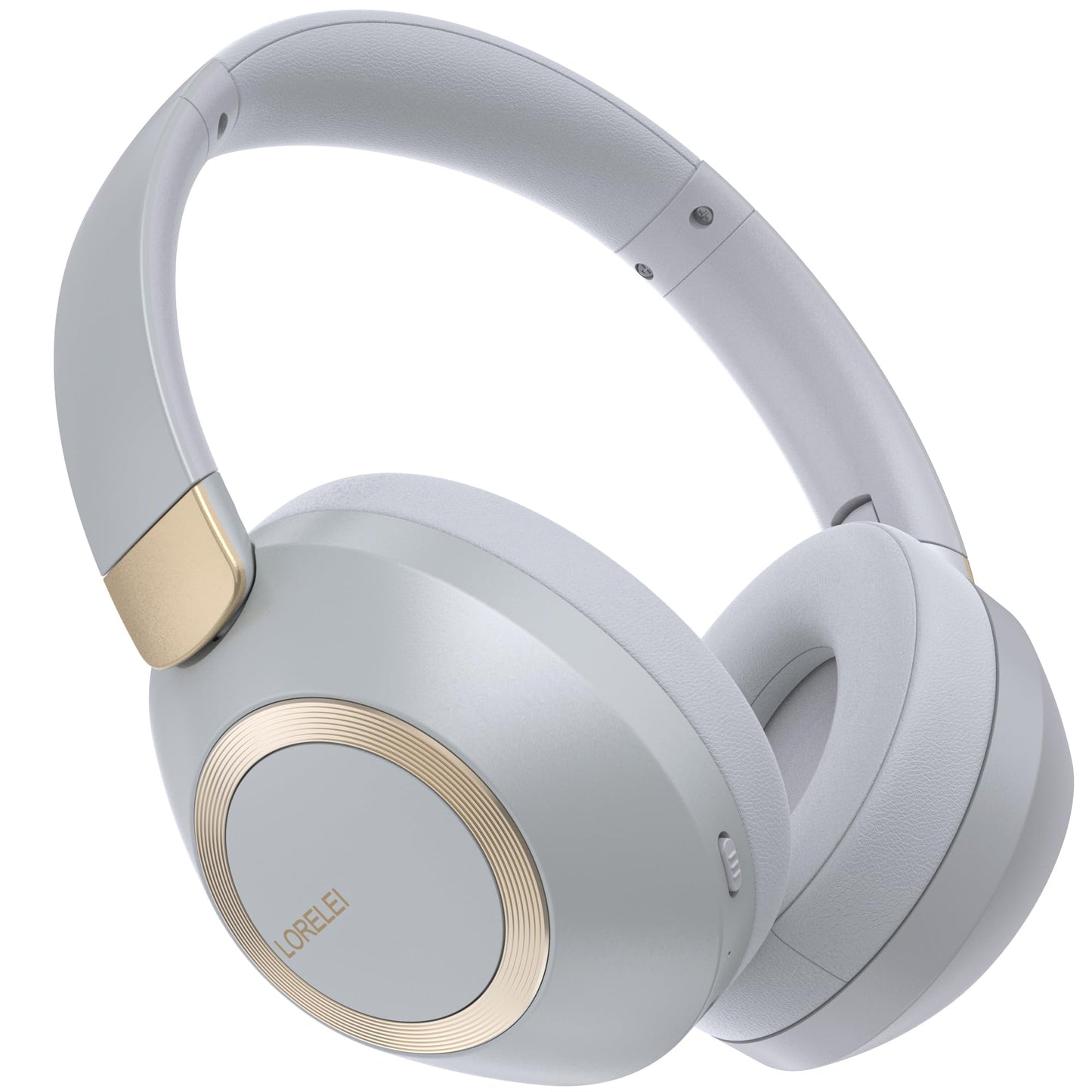 LORELEI B-C6 Wireless Over Ear Headphones, 50H Playtime Foldable Lightweight Bluetooth Headsets, Deep Bass, Built-in Microphone, Memory Foam Earmuff, for Travel, Home Office (Beige White)