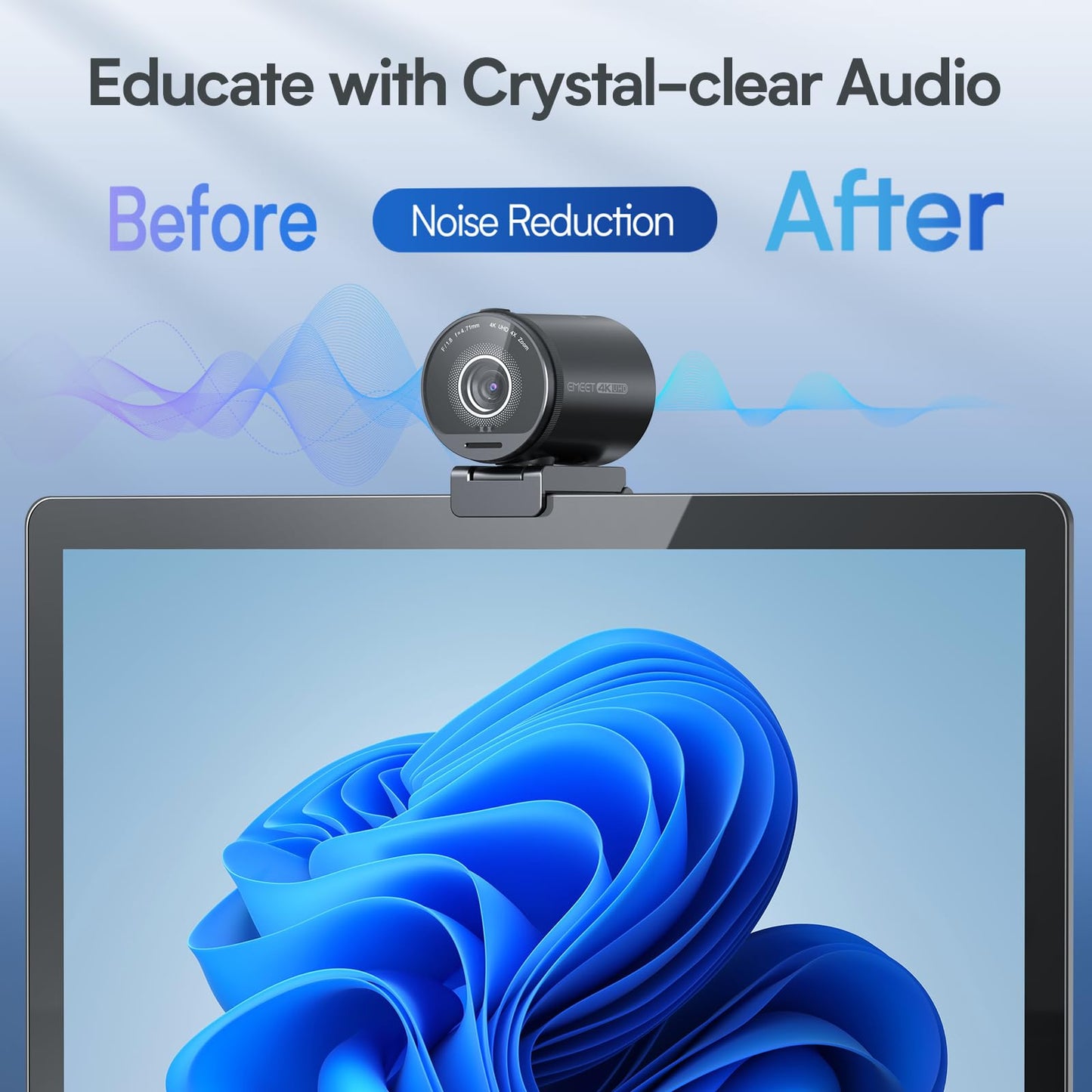 EMEET 1080P Webcam with Microphone, C960 Web Camera, 2 Mics Streaming Webcam, 90°FOV Computer Camera, Plug and Play USB Web Cam for Online Calling/Conferencing, Zoom/Teams/Facetime/YouTube, Laptop/PC