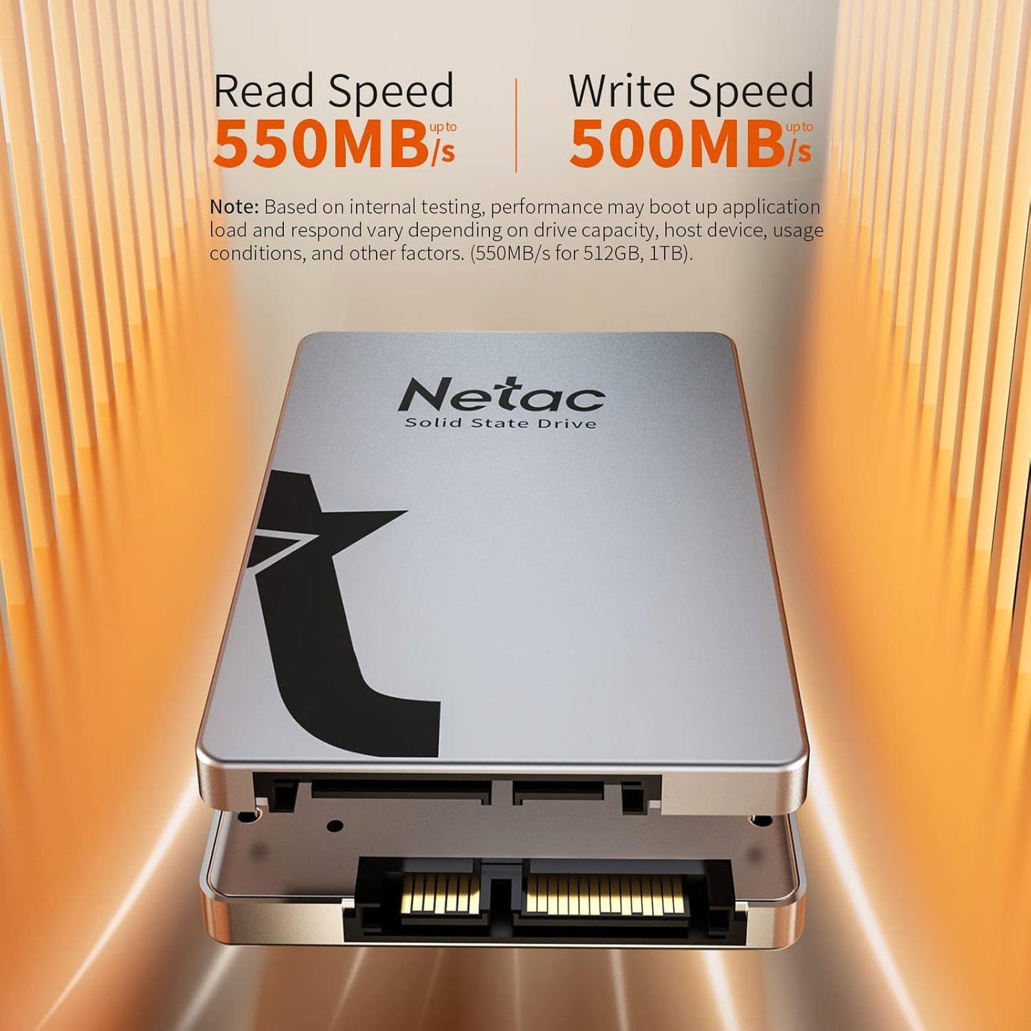 Netac SSD 256GB 3D NAND 2.5-inch SATA III 6Gb/s Metal Shell Design Internal Gaming SSD Hard Drive Perfect for PC/Desktop/Tablet-Silver Grey