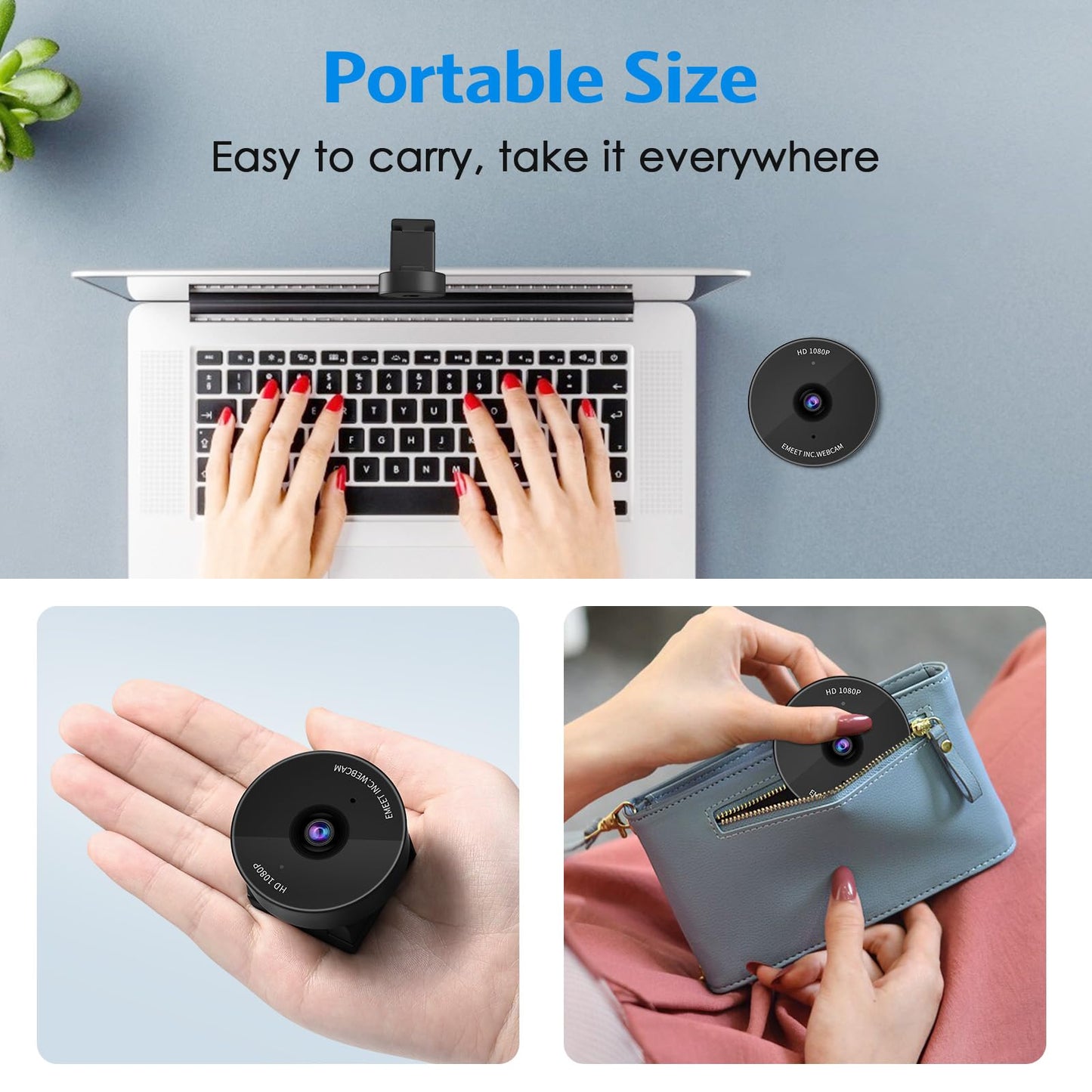EMEET C955 Webcam for PC, 1080P Webcam with Microphone&Privacy Cover, Auto Light Correction, 70° FOV for Personal Use, Plug&Play Web Cam Protect Data, Perfect for Office Professionals&Remote Workers