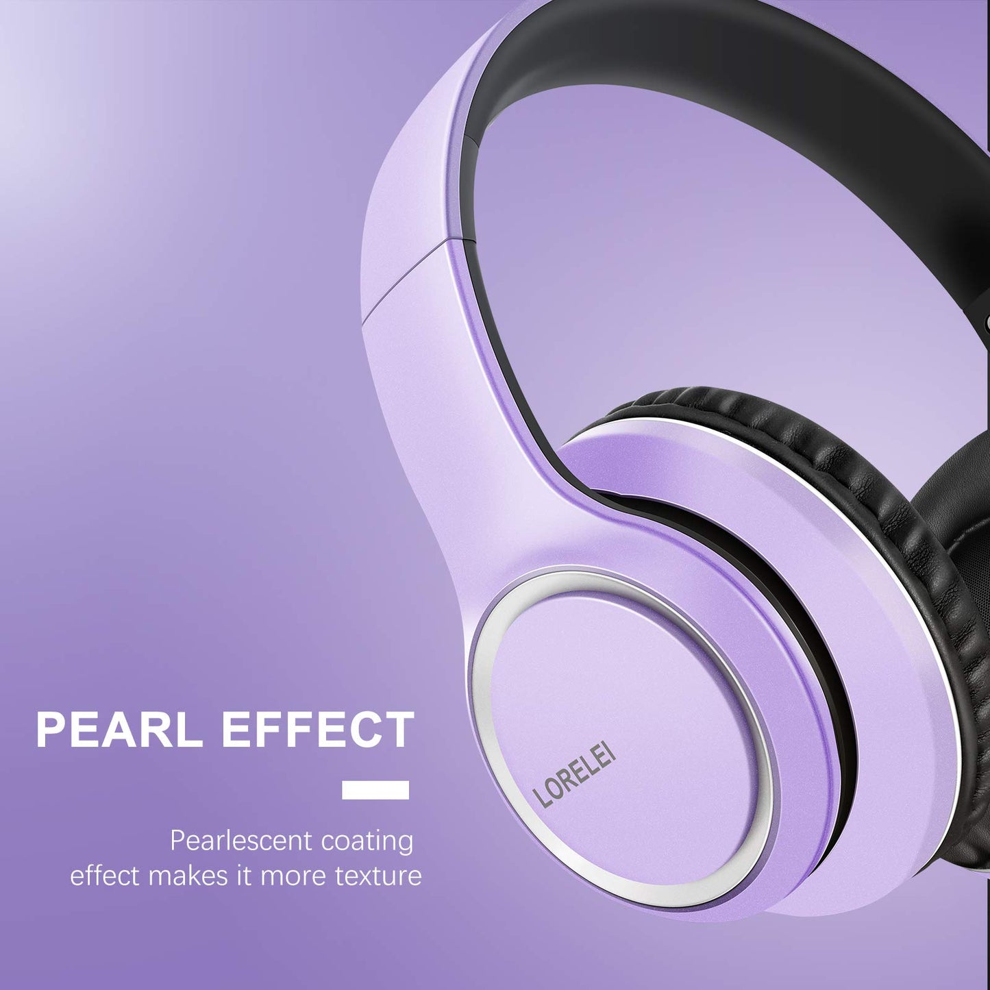 LORELEI X8 Over-Ear Wired Headphones with Microphone with 1.45m-Tangle-Free Nylon Line&3.5mm Plug,Lightweight Foldable & Portable Headphones for Smartphone,Tablet,Computer,Mp3/4(Pearl Pink)